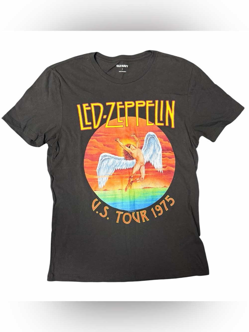 Led Zeppelin 1975 Tour Graphic Tee Black Small Unisex Old Navy